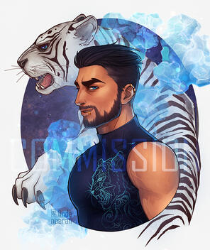 Rendered Portrait w detailed bck